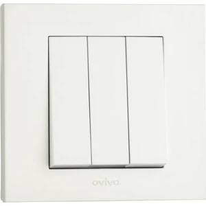 ovivo Grano Beyaz Üçlü Anahtar + Çerçeve 12 Adet