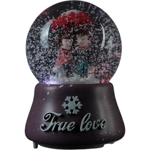 Sevgiliye Işıklı Müzikli Kar Küresi True Love Şemsiyeli Aşıklar Büyük Boy Kar Püskürten Kar Küresi