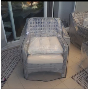 Düşler Ev Tekstili 90x90 cm şeffaf tekli koltuk ve sandalye koruma örtüsü, leke ve tozdan korur