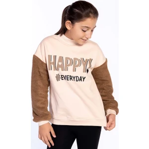 Toontoy Kids Toontoy Kız Çocuk Peluş Detaylı Baskılı Sweatshirt