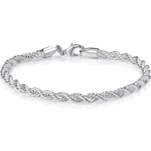 925 Ayar Damgalı Burgu Zincir Unisex 4mm Gümüş Kaplama Bileklik