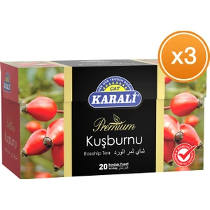 Karali Çay Premium Bardak Poşet Kuşburnu Çayı 20'li x 3 Paket