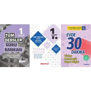 Tudem Yayınları 1. Sınıf 3'lü Tüm Dersler Seti (Tüm Dersler Soru B. + Tekrar Test