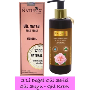 Tonik Etkili Bitkisel Gül Suyu Gül Mayası + Gül Özlü Nemlendirici El Yüz Vücut Kremi 250 ml