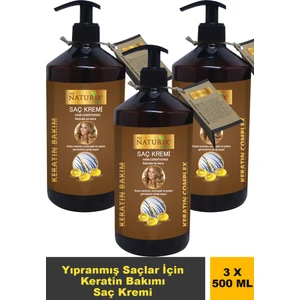 3'lü Onarıcı Keratin Bakım Kolay Tarama Tuzsuz Saç Kremi 500 ml