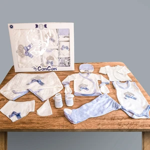 Tangmoda Erkek Bebek Hastane Çıkışı 10 Parça Mavi Taşlı Taç  Desenli