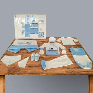 Tangmoda Erkek Bebek Hastane Çıkışı 10 Parça Mavi Taşlı Taç  Desenli