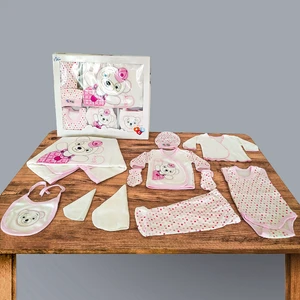 Tangmoda Kız Bebek Hastane Çıkışı 10 Parça Pembe Çiçek Desenli