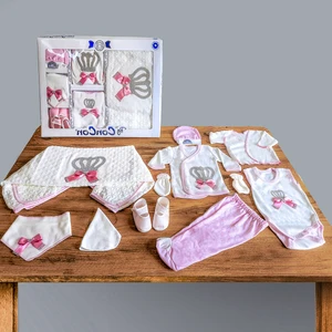 Tangmoda Kız Bebek Hastane Çıkışı 10 Parça Pembe Çiçek Desenli
