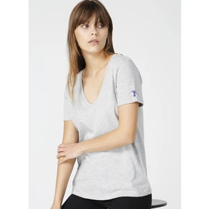 Teyo Gri Melanj V Yaka Kadın T-Shirt