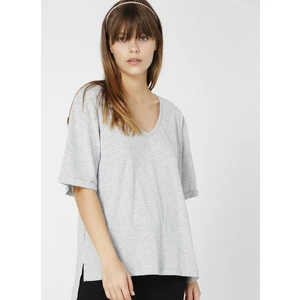 Talita Gri Melanj V Yaka Kadın T-Shirt