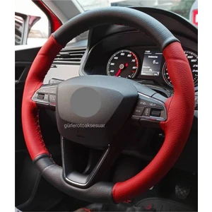 Gürler Oto Aksesuar Dacia Stepway Direksiyon Kılıfı Iki Renkli Kırmızı-Siyah
