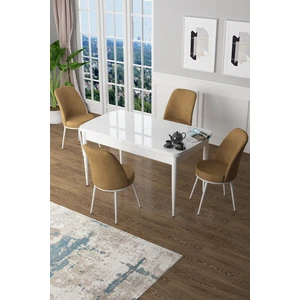 Concept Canisa Zen Serisi Açılabilir Mdf  Beyaz Mutfak Masa Takımı+4 Adet Sandalye (80 x 132 Cm)