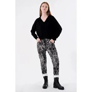 Pua Fashion Siyah Baskılı Pantolon
