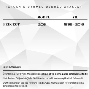 Alpha Auto Part Peugeot 206 Için Sunroof Kızak Plastiği ve Bademi 6'lı