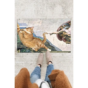 Buket Home Kedinin Yaratılışı Kapı Önü Paspası Dekoratif Kapı Paspası Dış Mekân Paspas Ev Içi Paspası 45X70CM