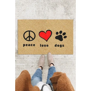 Buket Home Peace Love Dog Kapı Önü Paspası Dekoratif Kapı Paspası Dış Mekân Paspas Ev Içi Paspası 45X70CM