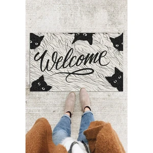 Buket Home Siyah Kedili Kapı Önü Paspası Dekoratif Kapı Paspası Dış Mekân Paspas Ev Içi Paspası 45X70CM