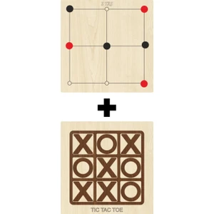 Ahşap Tic-Tac-Toe + 3 Taş Akıl, Zeka, Strateji ve Beceri Oyunları Seti