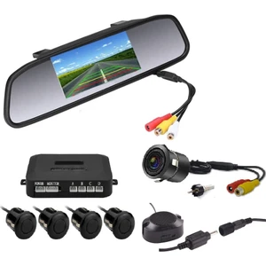 Kameralı Park Sensörü 4.3 '' Ayna Ekranlı Siyah Sensör Full Set