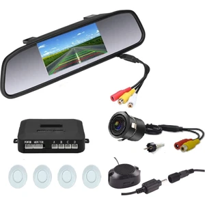 Kameralı Park Sensörü 4.3 '' Ayna Ekranlı Beyaz Sensör Full Set