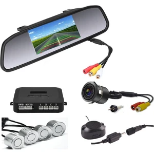Kameralı Park Sensörü 4.3 '' Ayna Ekranlı Gri Sensör Full Set