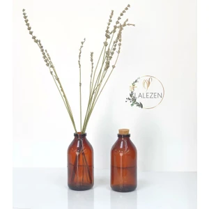 2 Adet Amber Kahverengi Mini Cam Vazo 250ML. (Tıpasız)