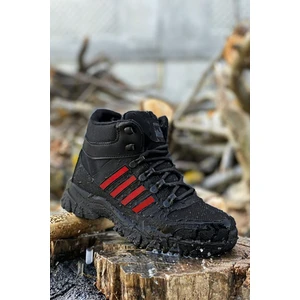 Big King Siyah Kırmızı Çizgili Kauçuk Unisex Trekking Bot