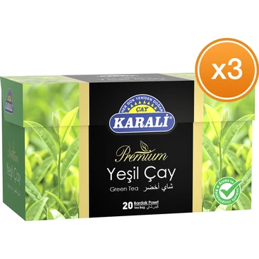 Karali Çay Premium Bardak Poşet Yeşil Çay 20'li x 3