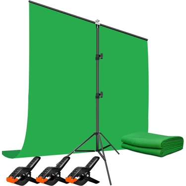 Ada Greenbox Green Screen Yeşil Fon Perde 1.5X2M + Tek Ayaklı Fon Standı+3 Adet Mandal