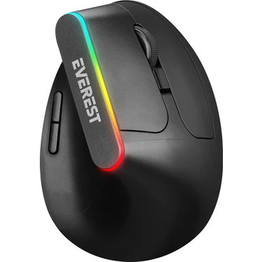 Everest SMW-618 Rgb Işıklı Ergonomik Dikey Tutuşlu Vertical Siyah Kablosuz