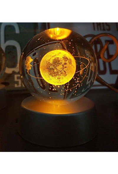 Dream Plus Renkli Dekoratif Renk Değiştiren LED Işıklı Cam Satürn Kız Küre