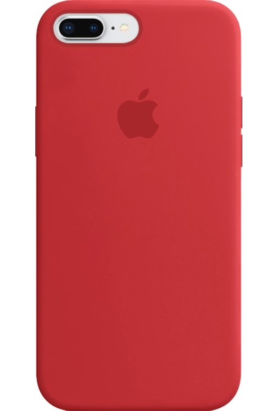 Abk Fashion Apple iPhone 7 Plus Logolu Kılıf Lansman Silikon Kılıf - Kırmızı