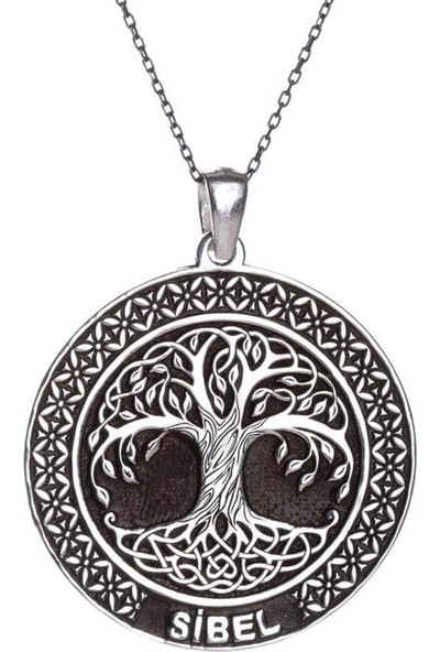 Anı Yüzük Kişiye Özel Isimli Hayat Ağacı Kadın Gümüş Kolye