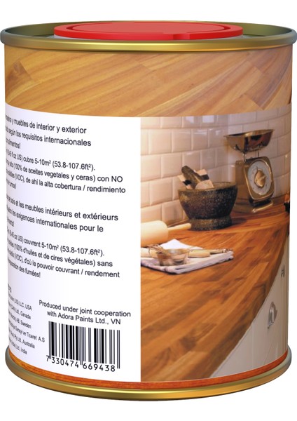 Interbuild Hardwax Oil (0%) Voc 250 ml Mobilya ve Ahşap Tezgah Yağı, Altın Tik