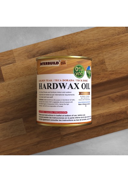 Interbuild Hardwax Oil (0%) Voc 250 ml Mobilya ve Ahşap Tezgah Yağı, Altın Tik