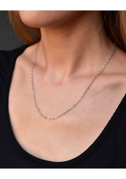 925 Ayar Gümüş Rodyum Kaplama Zincir Kolye