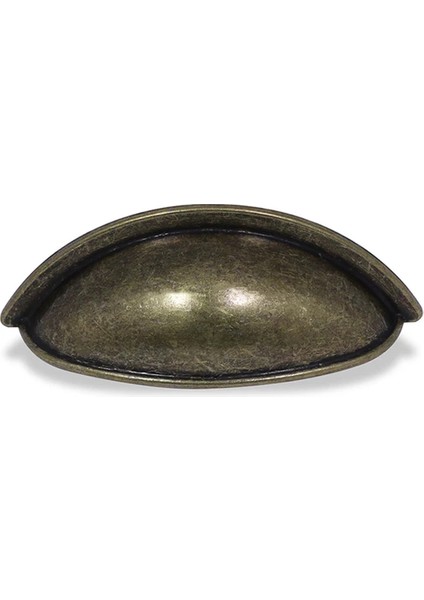 Candan Midye Çekmece Dolap Kapak Kulpu 64 mm Antik Sarı Rustik Metal Kulp