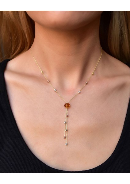 925 Ayar Gümüş Üç Renk Dorika Toplu Tektaş Kadın Kolye fiyatları