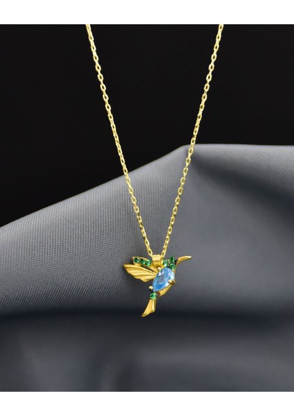 925 Ayar Gümüş Taşlı Sevgi Kuşu Kolye