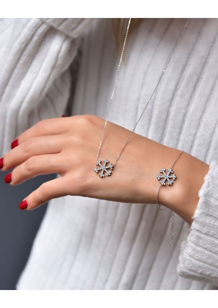 925 Ayar Gümüş Kartanesi Kolye Bileklik Set