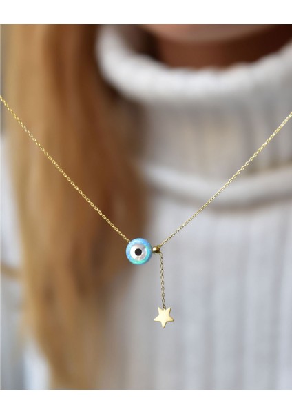 925 Ayar Gümüş Nazar Gözlü Yıldız Kolye