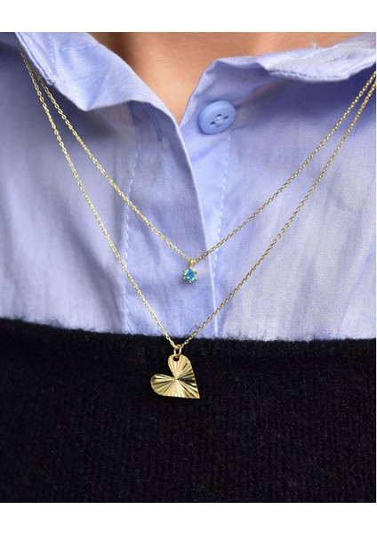 925 Ayar Gümüş Mavi Tektaş Kristal Kalp Asansör Kolye fiyatları