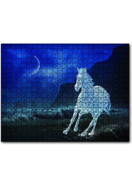Buzlu At Gece Fantastik 120 Parça Puzzle Yapboz Mdf (Ahşap)