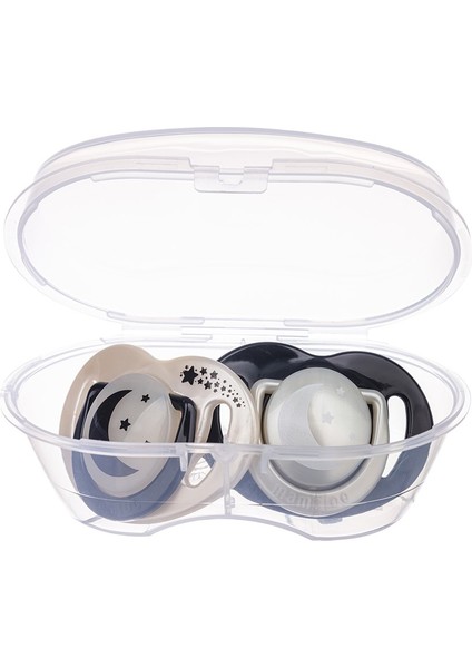 Sterilizasyon Saklama Kutulu Pearl Black Desenli İkili Ortodontik Emzik Gece Gündüz / 6 Ay+ fırsatları