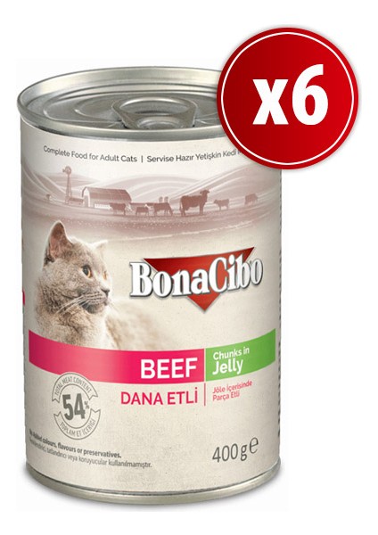 Jöleli Dana Etli Yaş Kedi Maması 400 gr X6 Adet