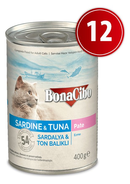 Ezme Sardalya ve Ton Balıklı Yaş Kedi Maması 400 gr X12 Adet