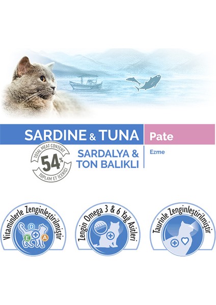 Ezme Sardalya ve Ton Balıklı Yaş Kedi Maması 400 gr X12 Adet