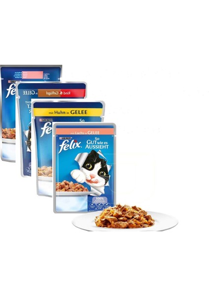 Felix Karışık Çeşitli Pouch Yetişkin Kedi Yaş Maması 20 x 100 G