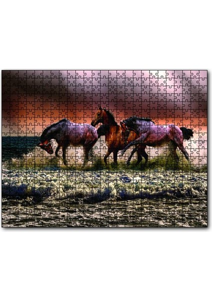 Kumsaldaki Atlar 120 Parça Puzzle Yapboz Mdf (Ahşap)